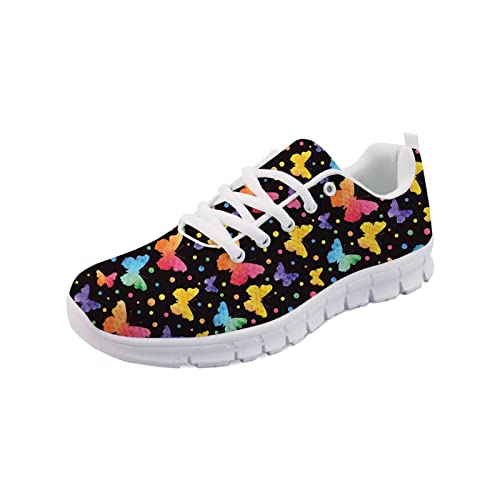 Forchrinse Colorful Butterfly Polkadot Women’s Tennis Shoes Breathable Gym Sport Shoes Running Shoes Walking Shoes For Adults Teens #TOP12