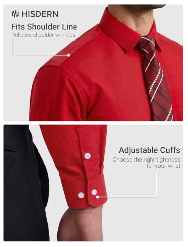 Image of HISDERN Mens Dress Shirt with Tie Pocket Square Set Classic Button Down Shirt Matching Tie Long Sleeve Shirts