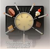 Zestaw do raclette dla 8 osób – płyta grillowa i płyta kamienna z powłoką zapobiegającą przywieraniu – grill stołowy z patelniami i skrobakiem (Zestaw do fondue)