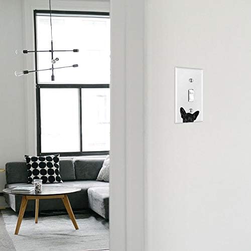 Miniatura 6 de WIRESTER Placa de interruptor de luz de palanca de una sola bandacubierta de placa de pared - Bulldog francés cachorro perro negro