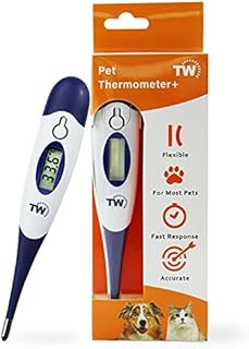 Digital Pet Thermometer For Animal Owners of Dogs Cats Horses Vets Flexible Temperature Probe Includes Veterinary Hobdays Chart