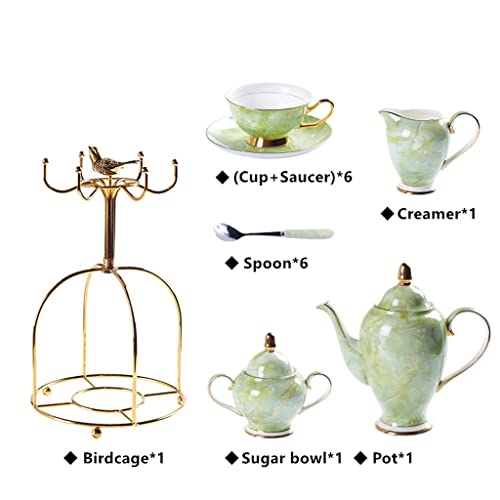 Tjlss Marble Porcelain Coffee Set Tea Set Ceramic Tea Set Pot Cup Ceramic Cup Teapot Party Tea Set Coffee Set (Color : A, Size : As The Picture Shows) #TOP1