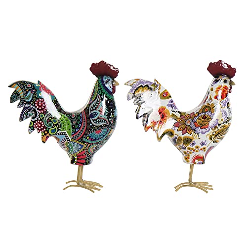 DKD Home Decor Figurine décorative Métal Résine Coq (2 pièces) (15 x 5 x 17 cm) (Référence : S3019742)
