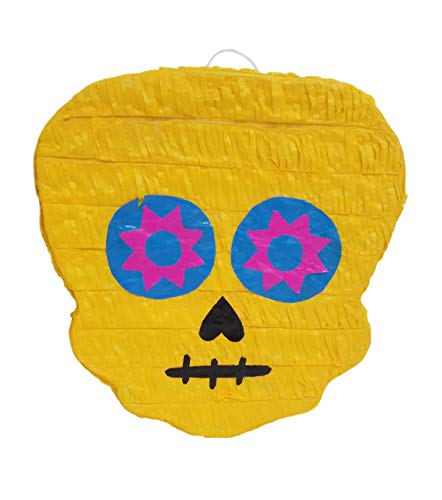 Traditional Day of the Dead Pinata | Sugar Skull “ Dia de Muertos “ Piñata | Mexican Calavera Decoration | Halloween Catrina Party Celebration | Cinco de Mayo Fiesta Supplies | Assorted Color