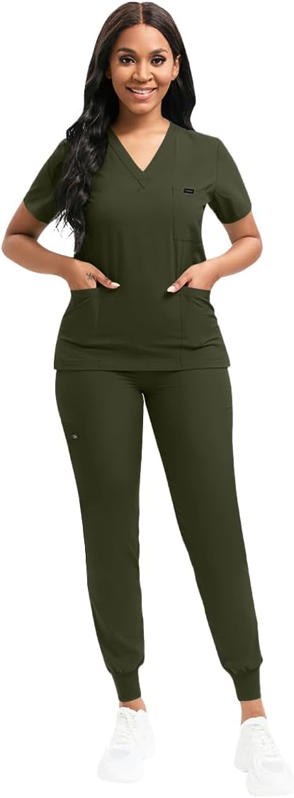Scrubs for Women Set, Women's V-Neck Top & Jogger Scrub Pants - Image 3