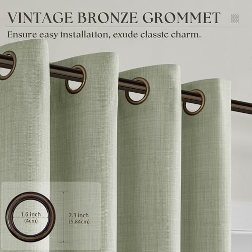 DUKIYO Sage Green Linen Semi Sheer Bronze Grommet Curtains for Living Room by DUKIYO - Used condition - Image 5