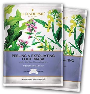 Luxaderme Foot Peel Mask & Exfoliating Foot Mask For Dry, Dead & Calloused Skin Removal. Repair Rough Heels For Baby Soft Feet. At-Home Pedicure. Contains Aha, Bha, 30+ Botanicals Like Rosemary, Jasmine & Lemon Balm. (Pack Of 2) #TOP25