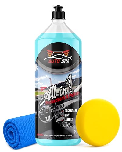 Image of AUTO SPA All-in-1 Car & Bike Multipurpose Polish, Protectant & Conditioner - 1LTR with Sponge & Microfibre Cloth| Leather Seats, Trims, Dashboard | Showroom Finish, Pleasant Fragrance