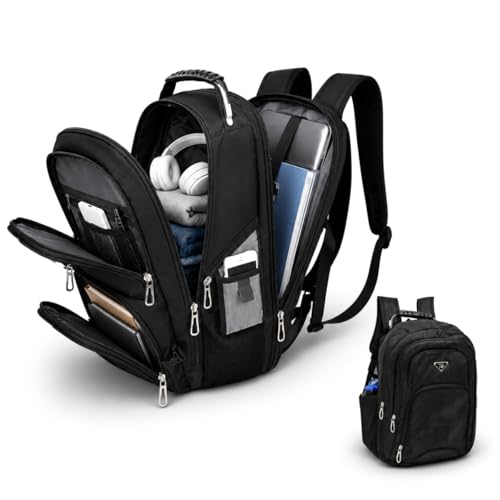 Mochila Reforçada para Notebook 15 16 17 Polegadas com Cabo de Aço Impermeável 35L Preta para Trabalho Faculdade Viagem
