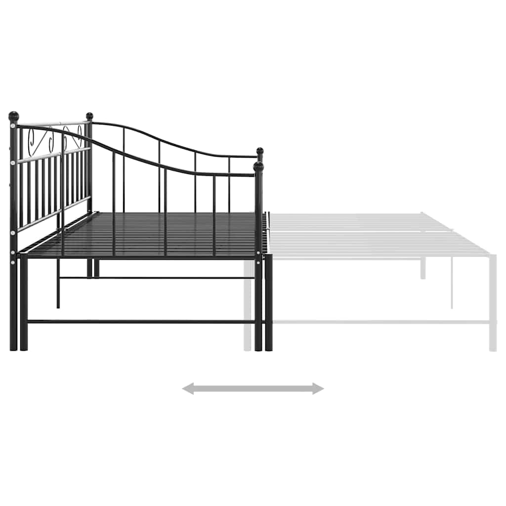 vidaXL Telaio Divano Letto Estraibile Nero in Metallo 90x200 cm
