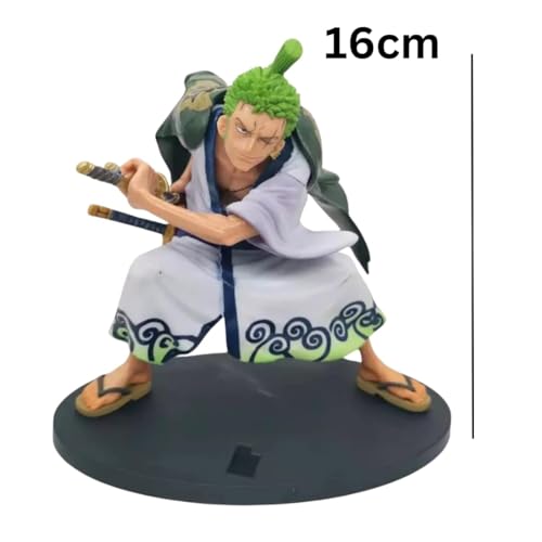 Image of Blue Aura Roronao Zoro Action Figure Height-16cm Anime Figures Collectible | Zoro Green White Bent