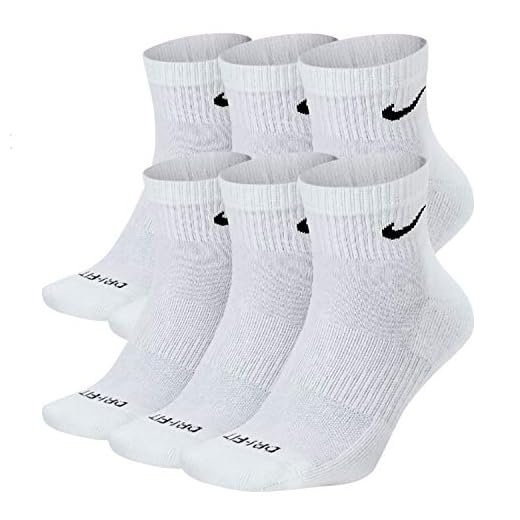 NIKE Plus Cushion Socks (6-Pair) (M (Men's 6-8 / Women's 6-10), Ankle(Quarter) White)