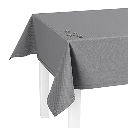 LILENO HOME Mantel lavable [110 x 140 cm] en gris – Tejido de polipropileno con dobladillo impermeable con protección antimanchas