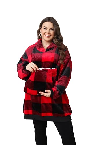 LINYUCHEN Pet Cat Pouch Hoodie Plus Size Sweatshirt Oversized Kitten Puppy Carrier Hoodie Dress, One Size Red