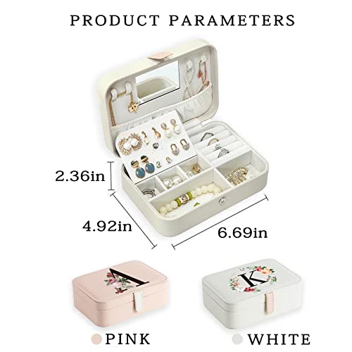 Yikalus Birthday Gifts For Women- Travel Jewelry Box, Portable Small Jewelry Storage Box For Necklace Ring Earrings, Jewelry Organizer Box For Girls 8-12, Cute Mothers Day Gifts For Sister Initial A #TOP2