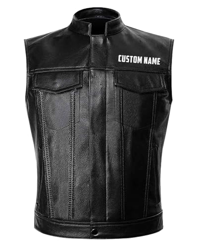 American Eagle US Flag Biker|Custom Name Personalized Motorcycle Leather PU Black Vest Men, Medium2