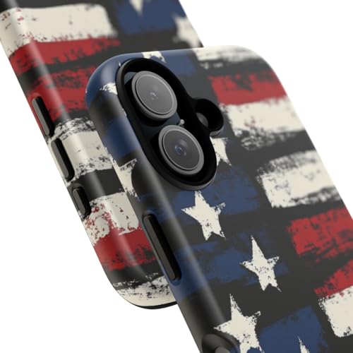 Coque iPhone 16 motif drapeau américain vieilli noir rigide mate - 2