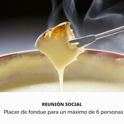 Miniatura 3 de Klarstein Bamboo - Fondue 1,3l Placa Calefactora Acero Inoxidable 800w, Fondue Eléctrica Con Termostato, 6 Tenedores Para Queso, Pies Antideslizantes, Olla Acero Inoxidable, Base De Bambú, Marrón