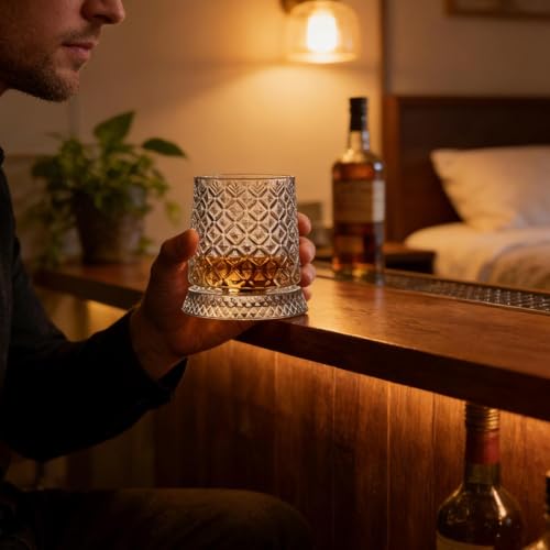 Miniatura 8 de Vasos De Whisky Giratorios Con Posavasos, Vaso Giratorio Antiguo, Vaso De Degustación De Whisky Bourbon, Para Hombres, Papá, Abuelo, Marido, Hijo, Familia