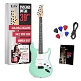 LyxPro CS 39” Electric Guitar Kit for Beginner, Intermediate & Pro Players with Guitar, Amp Cable, 6 Picks & Learner’s Guide | Solid Wood Body, Volume/Tone Controls, 5-Way Pickup - Green