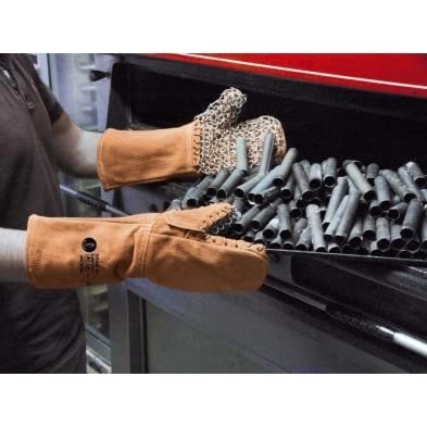 Balsat - Guanti in pelle con segatura, per forno da cucina professionale, resistenti al calore a 500 °C, guanti per barbecue, panetteria e cucina industriale, protezione termica e antiscivolo