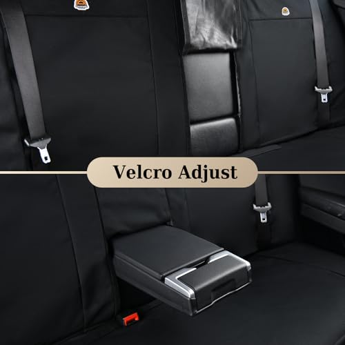 Image of Coverado Canvas Universal Car Seat Covers - Rear & Auto Seats Protectors for Kids & Dogs - Fits Most Vehicles Trucks SUVs /Black