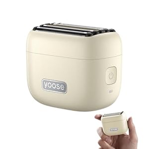 Yoose MINI 5 Rasierer Herren Elektrisch, Elektrorasierer Bart Trimme Gesichtsrasierer Body Beard Männer, IPX7 Wasserdicht, Wiederaufladbar mit USB C, 100 Min Laufzeit, Cremeweiß
