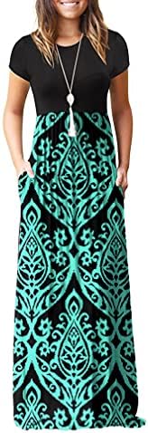 GRECERELLE Women Summer Casual Maxi Long Dress Short Sleeve Crew ...