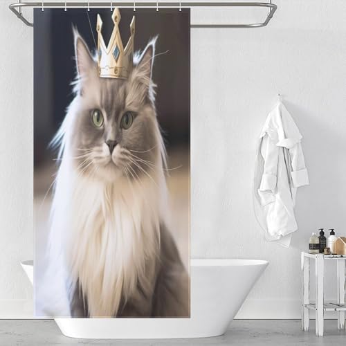 Rideau de douche chat lavable et imperméable en tissu polyester durable - 2