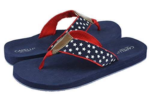 Capelli New York Ladies Faux Leather Lamy Thong Eva Flip Flop Starts Navy Combo 9 #TOP27