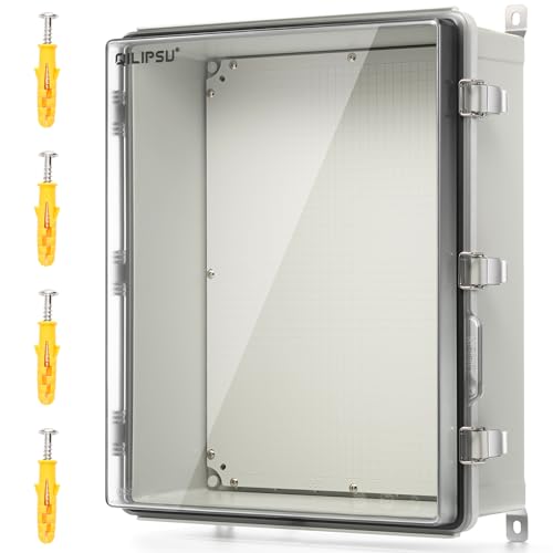 QILIPSU UL94-V0 Outdoor Electrical Box 20.3"x16.4"x7.9" Waterproof Junction Box Weatherproof PC/ABS Alloy Plastic IP66 Project Electric Enclosure Clear Hinged Door
