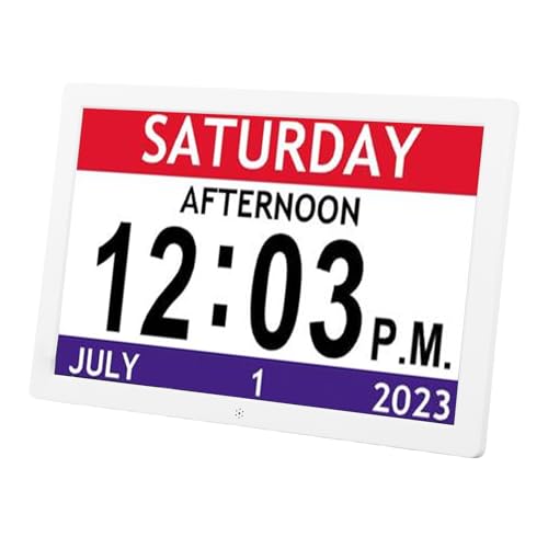 VBESTLIFE Orologio Digitale da 10 Pollici con Giorno e Data per Anziani e Grandi Orologi di Grande Display 12 Allarmi Multipli modalità di Visualizzazione per gli Anziani