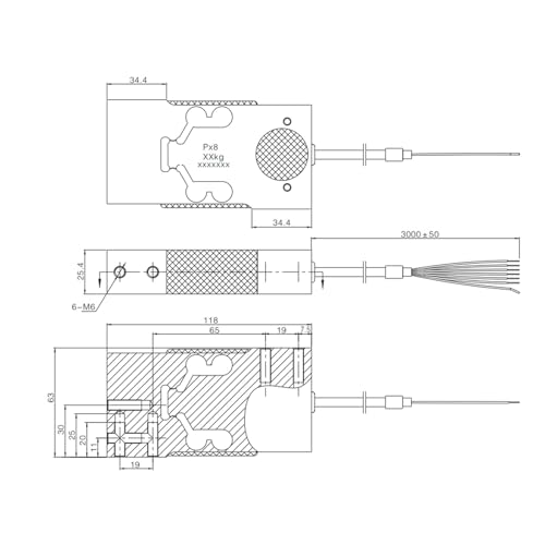 Sensor PX8 de pesaje industrial en aluminio para básculas de plataforma de 6kg a 30kg 3