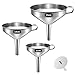 Betrome Stainless Steel Funnel Set of 3, with Removal Stainless Steel Strainer. (6"/5"/4.3")