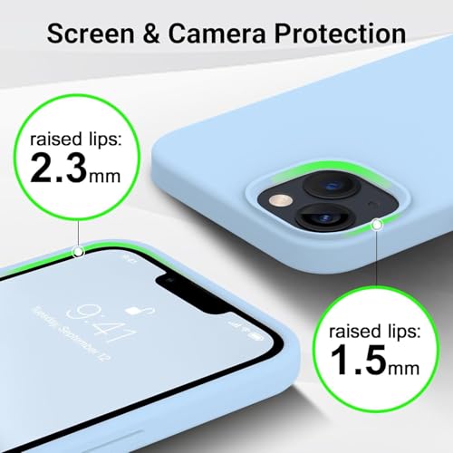 Image of DIZORO Microfiber Candy Case Compatible for iPhone 13 / iPhone 14 6.1 Inch Shockproof Slim Back Cover Liquid Silicone Case - ICE Blue