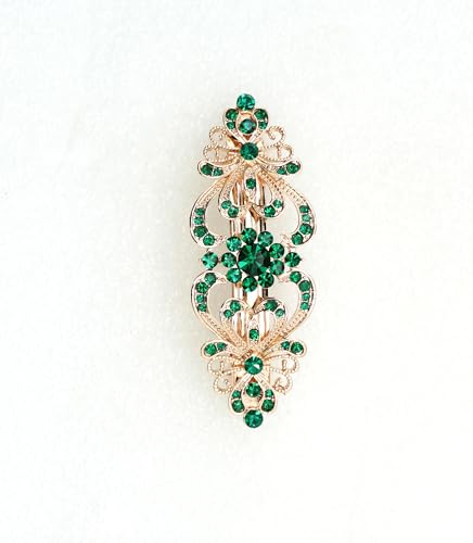Barrette à cheveux strass verts pour fixer les mèches avec style