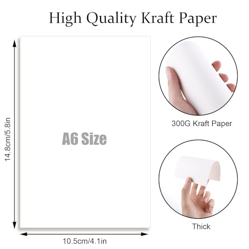 100 Stück Papieren Karten 14,8 x 10,5 CM Blanko Spielkarten Visitenkarten Blanko 300g/m² Kraftpapier Karten Blätter Karteikarten für DIY Hochzeitseinladungen Danksagungskarten