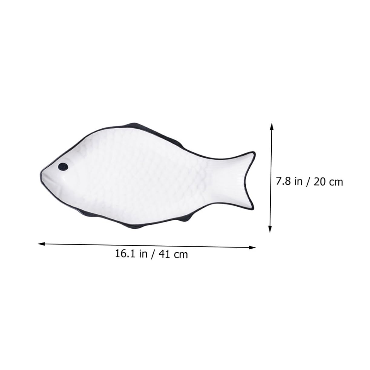 COLLBATH Plato de Cerámica para Pescado al Vapor, Blanco, Forma de Pez | Apto para Microondas, Superficie Lisa, Fácil de Guardar, Uso en Hotel y Hogar