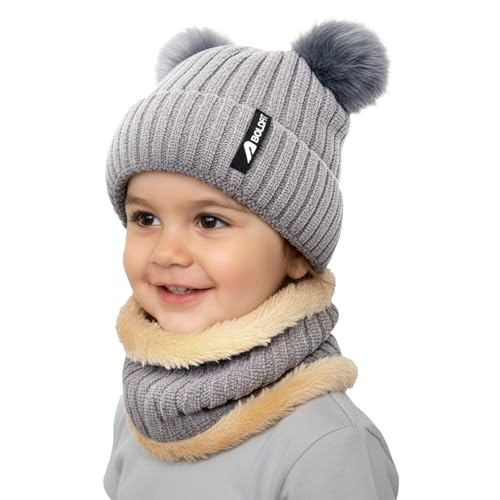 Image of Boldfit Kids Winter Cap with Neck Warmer (1-4 Years) Soft Knit Woollen Skull Cap for Children Warm Beanie for Kids with Full Face Cover Neck Warmer for Outdoor, Ski, Cycling, Cold Weather Protection