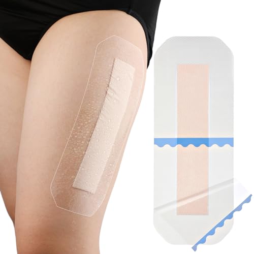 Silicone Knee Incision Bandages with Gentle Adhesive Wound Waterproof Dressing Absorbent Hip Water Barrier Shower Protector for Post Surgical Site Large Cuts Abrasions 4 x 10 Inch Pack of 5