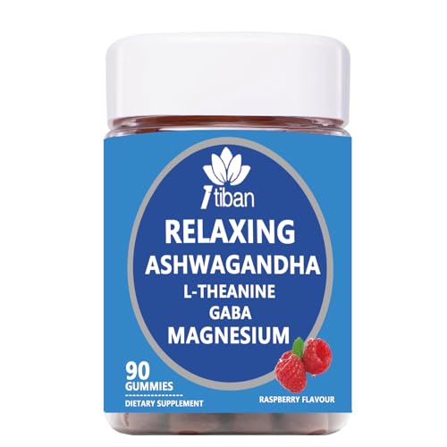 Itiban Ashwagandha Gummies, Magnesium, L-Theanine, GABA, D3, B6, Cortisol Supplement for Women & Men, Calm, Relax, Sleep, Unwind, Restore Support, Raspberry Flavour, Vegan 90 Gummies