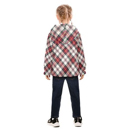 GuoChe Christmas Plaid Scotland Red Boys Hooded Fleece Jacket4