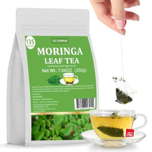 Premium Moringa Tea,135 Tea Bags/7.15OZ,100% Pure Moringa Leaves,Natural & No Additives.
