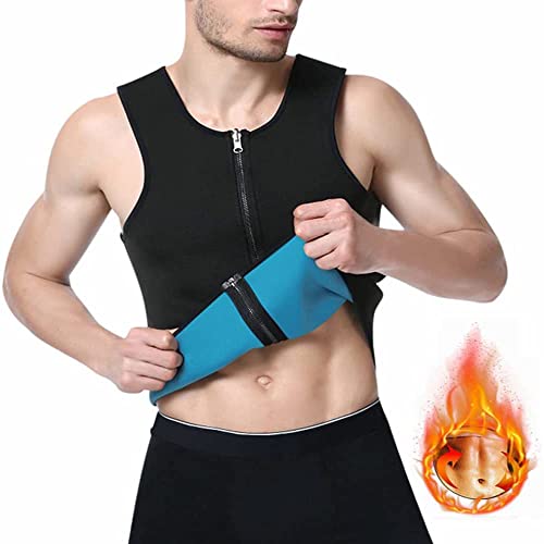 AITOO Chaleco de sauna para hombre, moldeador de cuerpo, camisa de entrenamiento con cremallera de neopreno, sauna, entrenador de cintura, ropa para correr, gimnasio al aire libre (L) Cover