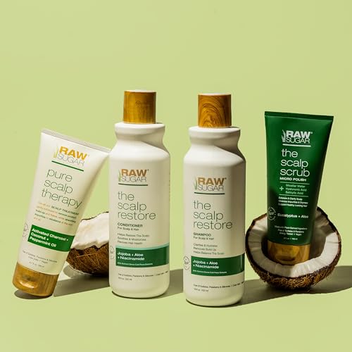 Raw Sugar Scalp Intensive Ritual Bundle - Shampoo, Conditioner, Scalp Scrub & Hair Masque, Clean Ingredients, Formulated without Sulfates & Parabens