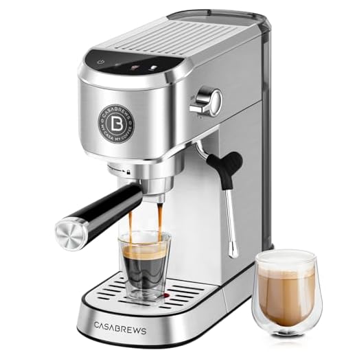 CASABREWS CM5418J Espresso Machine 20 Bar, Professional Espresso Maker with Milk Frother Steam Wand, Stainless Steel Cappuccino Latte Machine with 34oz Removable Water Tank and Touchscreen, Silver