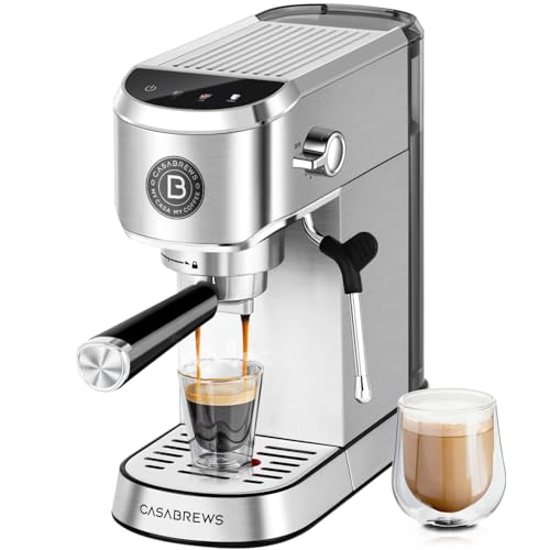 CASABREWS CM5418J Espresso Machine 20 Bar, Professional Espresso Maker with Milk Frother Steam Wand, Stainless Steel Cappuccino Latte Machine with 34oz Removable Water Tank and Touchscreen, Silver