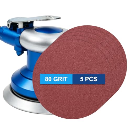 Intoolish 5 Pack 9 Inch PSA Sanding Discs 80 Grit Aluminum Oxide Red