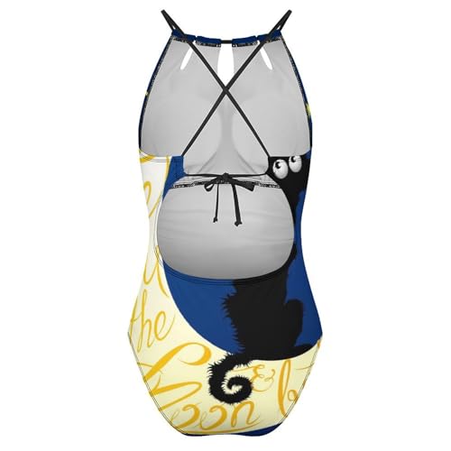 Maillots de bain une pièce de qualité premium imprimé étoiles et chat - 5