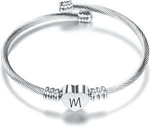 💎 84% MEGA DEAL! Plata Amor Corazón 26 Letra Inicial Alfabeto A-Z Pulsera Joyería Regalo Ajustable Para Hija Hijo Hermanas Amigos Madre Colega Amante Cumpleaños Navidad